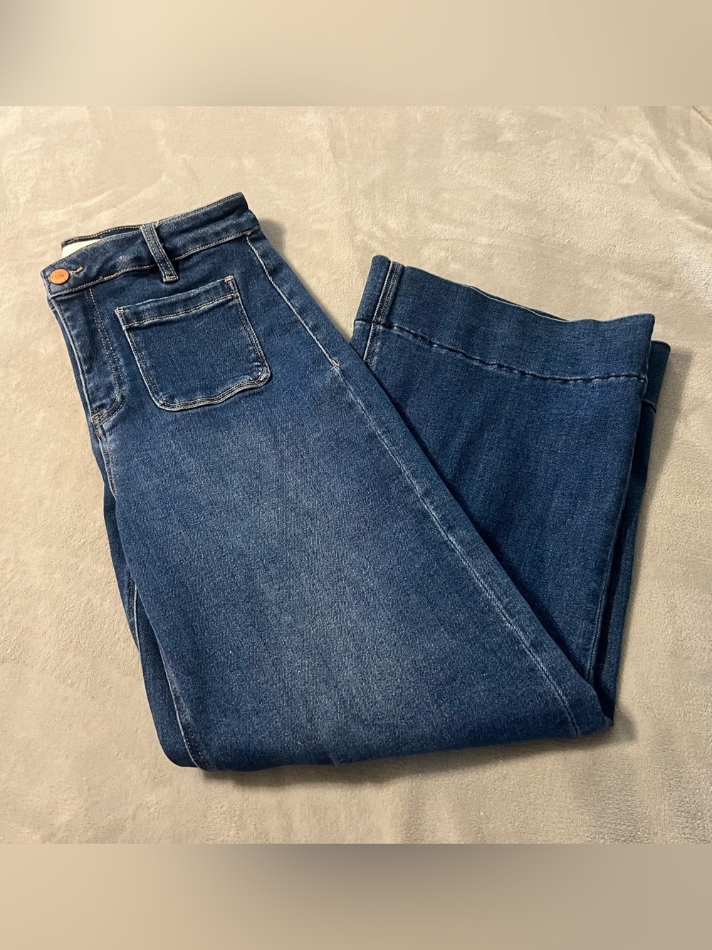 High-Rise Dark Blue Wide-Leg Jeans for Women